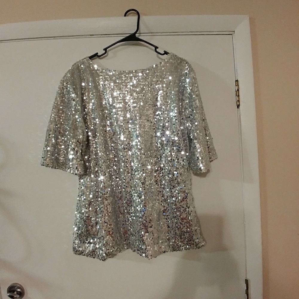 Silver sequin top